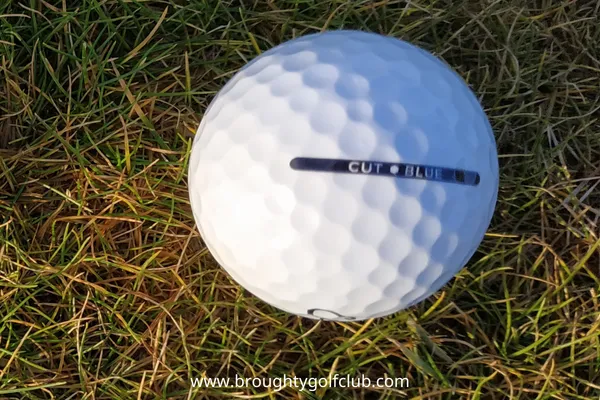 cut blue golf ball